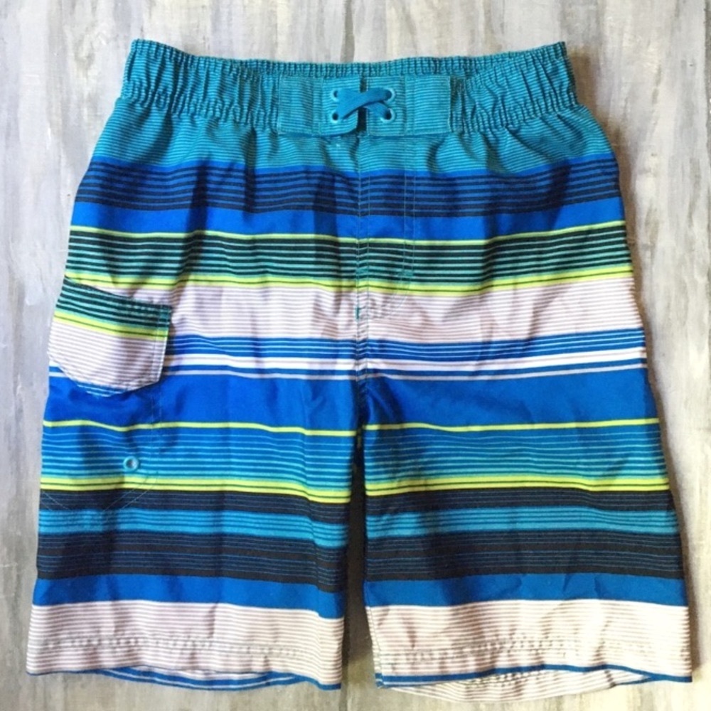 Striped Swim Trunks Mesh-Lined Board Short Boys M8
